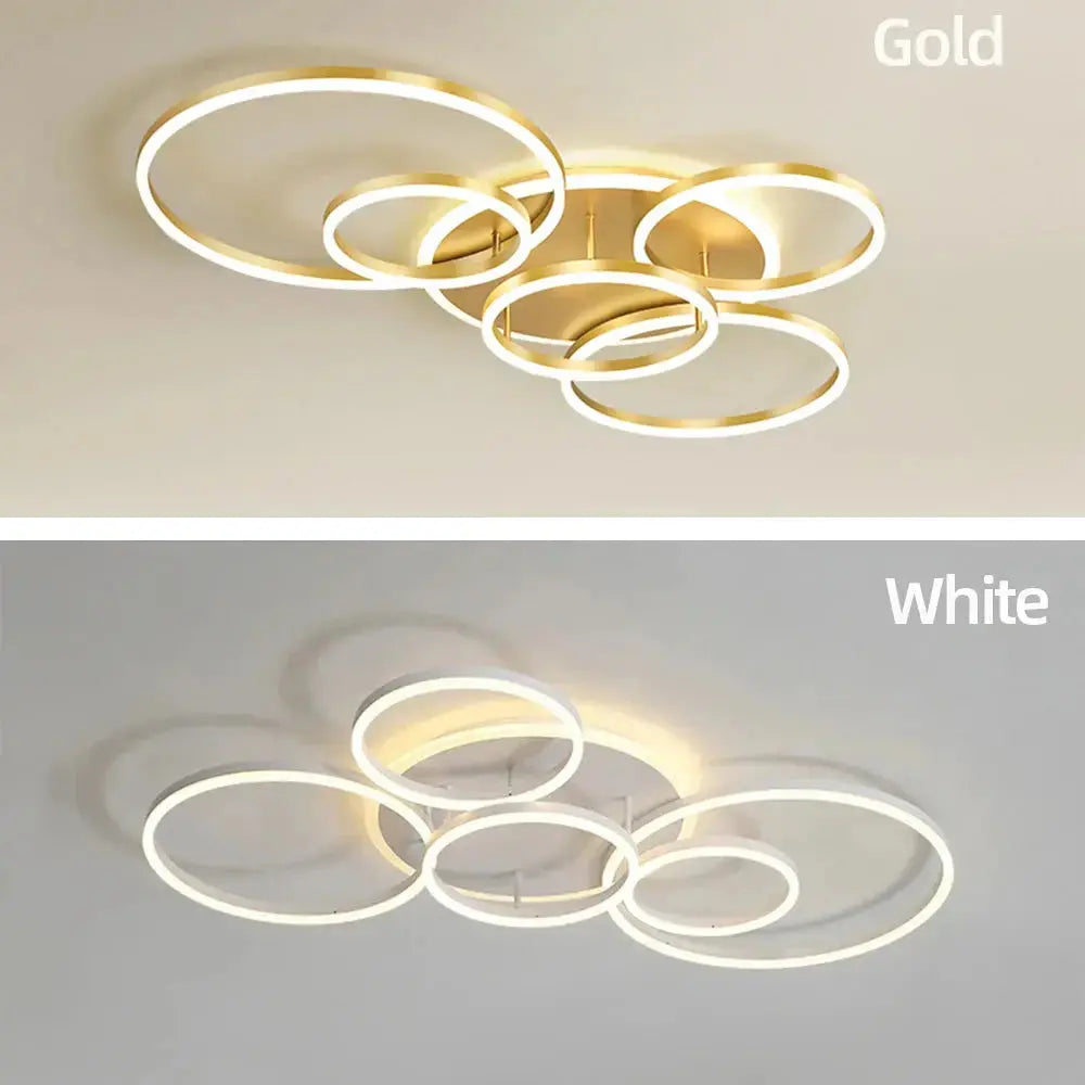 LumiFlow™ Modern Multi-Ring LED Chandelier – Dimmable Ceiling Light Luminescense