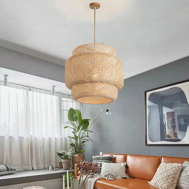 Bambura™ Handwoven Bamboo Pendant Light – Natural Woven Ceiling Pendant Light Luminescense