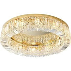 AuroraCrest™ Luxury Crystal Ceiling Light – Gold & Chrome Flush Mount LED Chandelier Luminescense