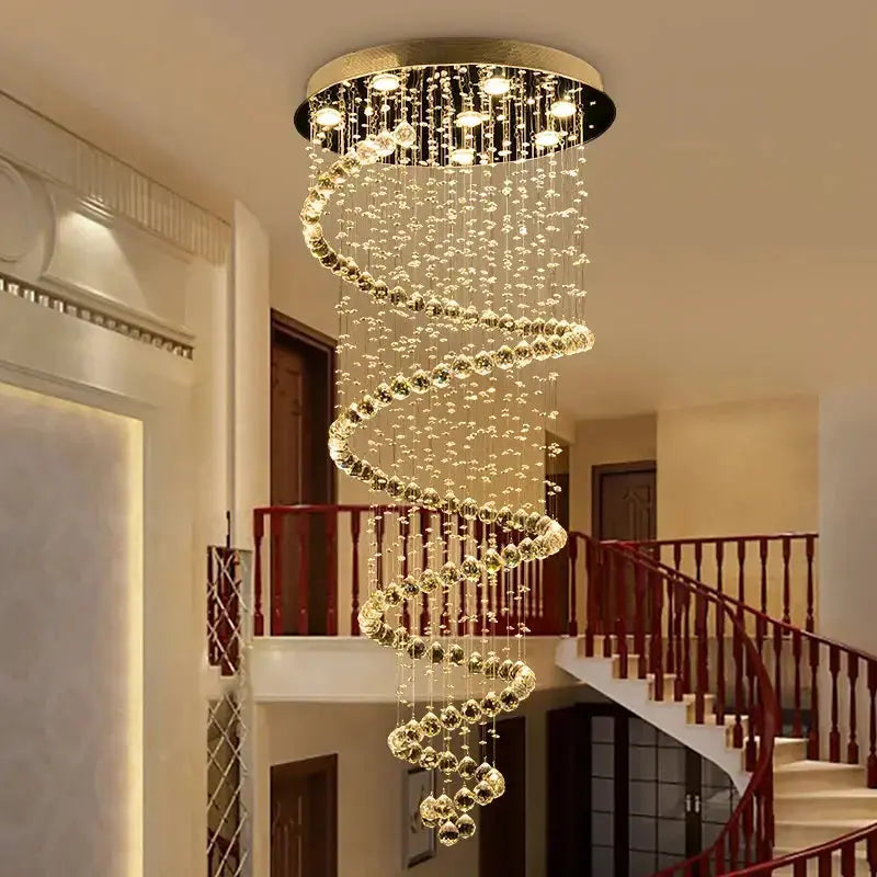 AuroraSpiral™ Luxury Crystal Staircase Pendant Light Luminescense