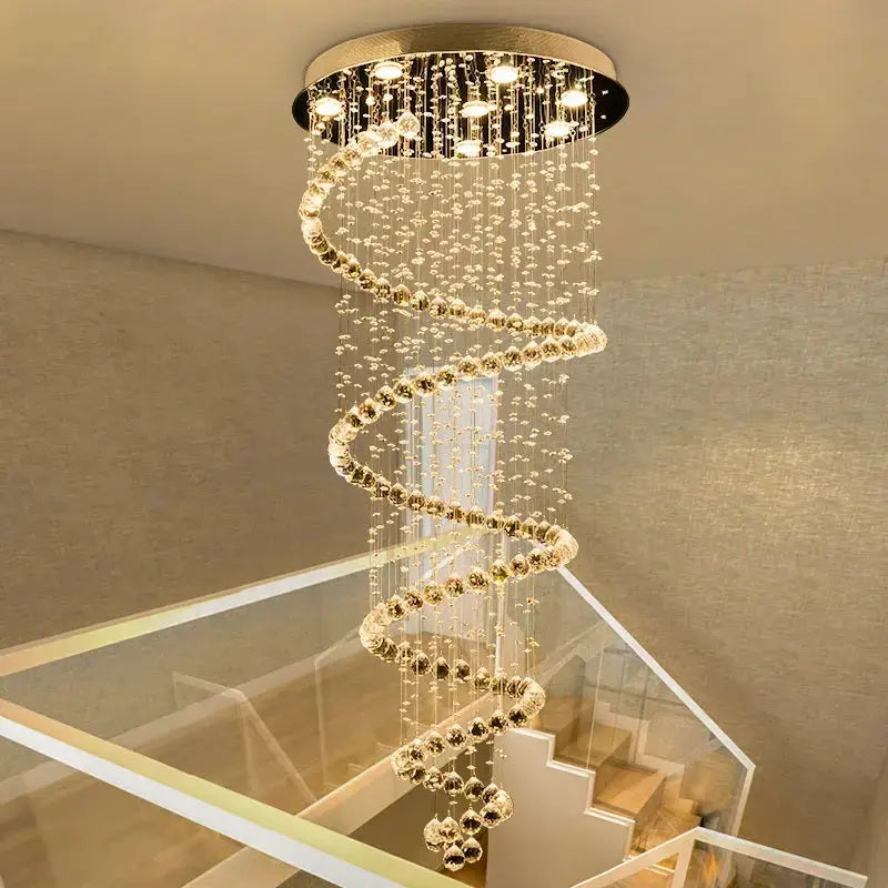 AuroraSpiral™ Luxury Crystal Staircase Pendant Light Luminescense