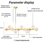 AuraSphere™ Modern Linear Glass Globe Chandelier – Adjustable Multi-Head LED Ceiling Light Luminescense