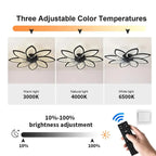 Petaluxe™ Modern LED Ceiling Fan Light – Architectural Floral Fan with Remote Control Luminescense