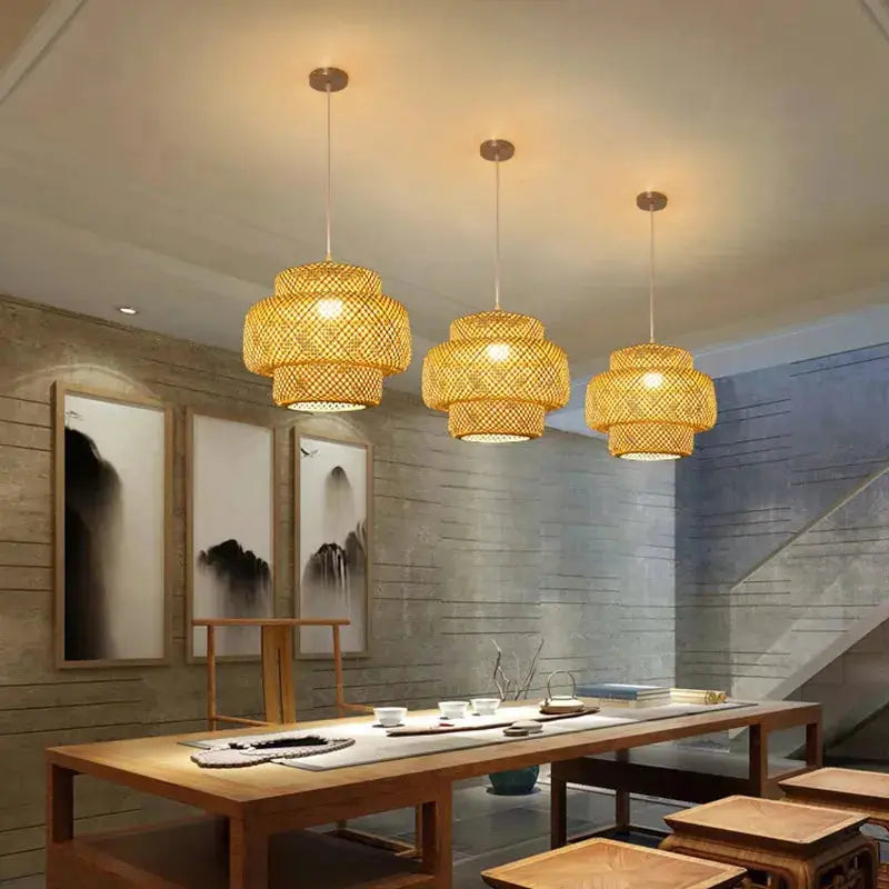 Bambura™ Handwoven Bamboo Pendant Light – Natural Woven Ceiling Pendant Light Luminescense