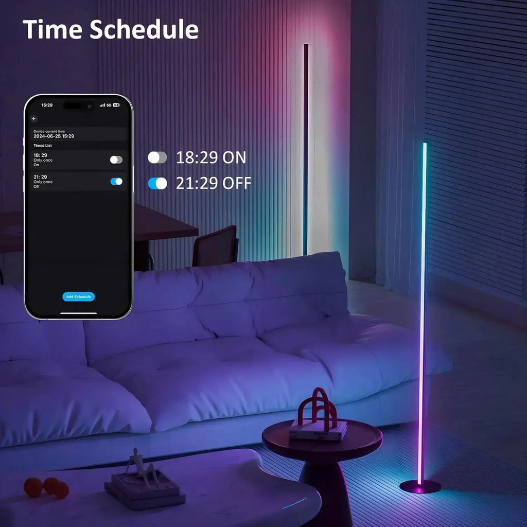 LuminaEdge™ RGB Corner Floor Lamp – 155cm Smart Ambient LED Light Luminescense