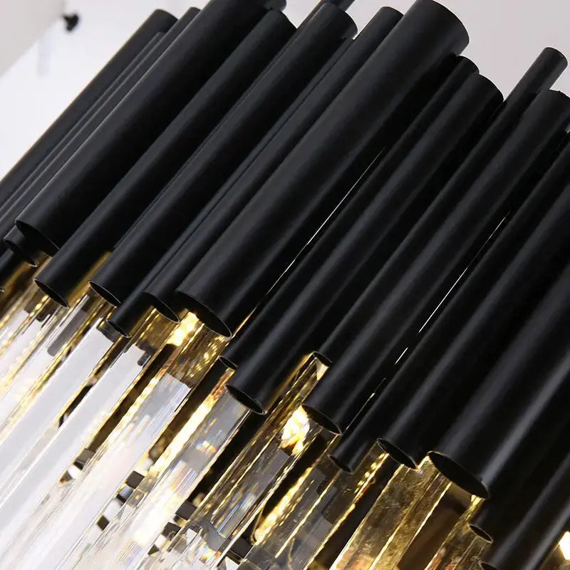 Noctyra™ Black Crystal Ceiling Chandelier – Modern Luxury Flush Mount Light Luminescense