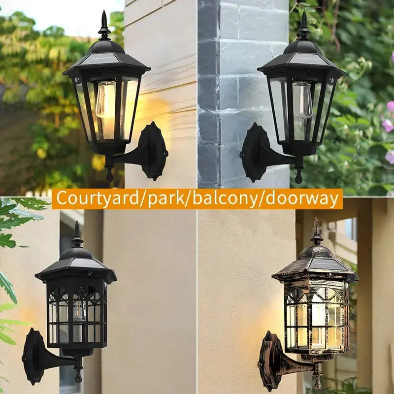 VintageLux™ Solar Outdoor Wall Lantern – Waterproof European-Style Solar Exterior Wall Light Luminescense
