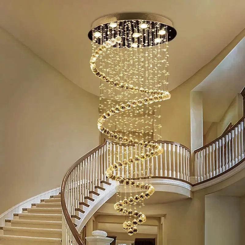 AuroraSpiral™ Luxury Crystal Staircase Pendant Light Luminescense