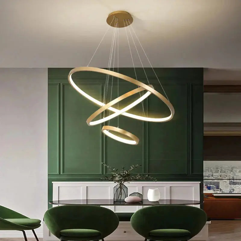 AstraFlow™ Modern Spiral LED Chandelier – Sculptural Multi-Ring Pendant Light Luminescense