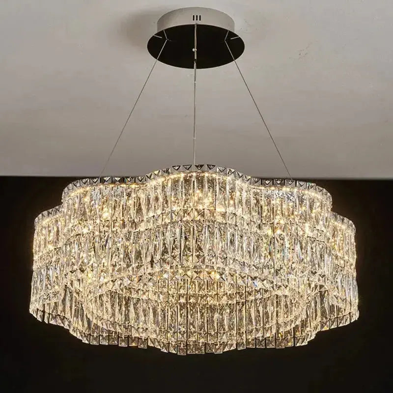Crystella Modern Luxury LED Crystal Flush-Mount Chandelier Luminescense
