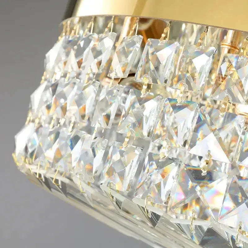 AuroraCrest™ Luxury Crystal Ceiling Light – Gold & Chrome Flush Mount LED Chandelier Luminescense