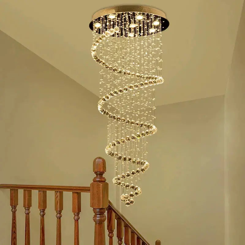 AuroraSpiral™ Luxury Crystal Staircase Pendant Light Luminescense