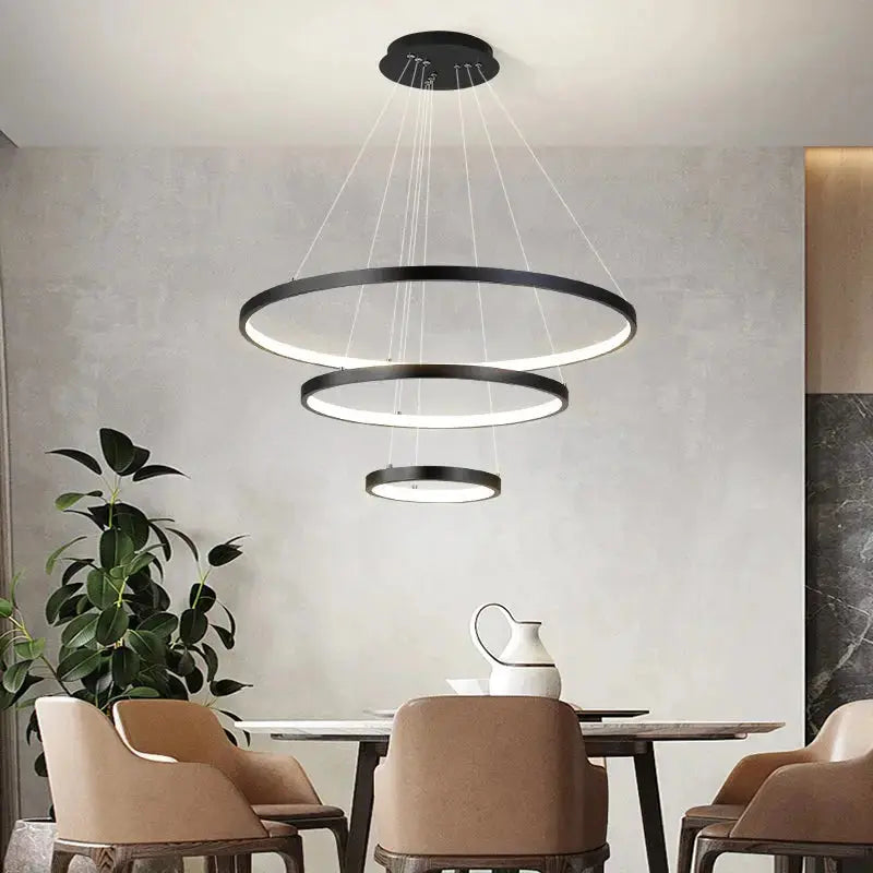 AstraFlow™ Modern Spiral LED Chandelier – Sculptural Multi-Ring Pendant Light Luminescense