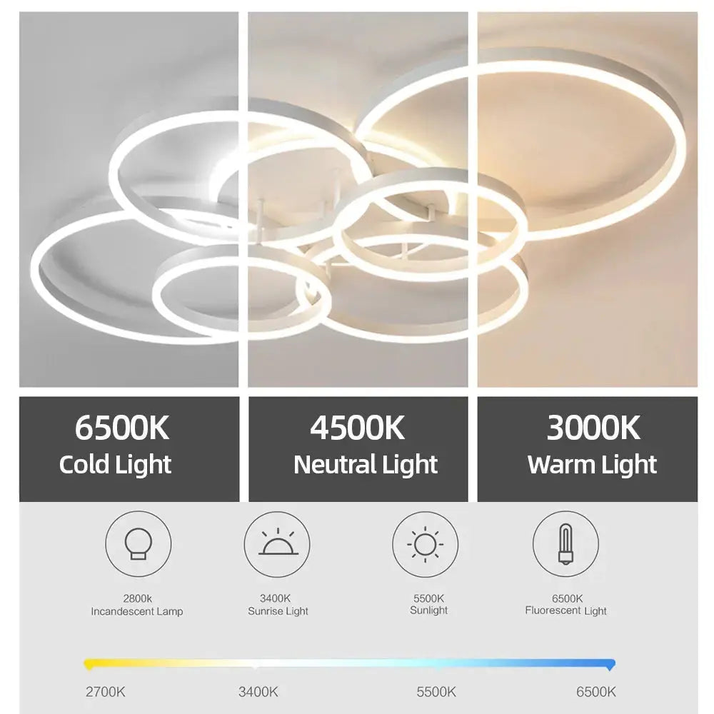 LumiFlow™ Modern Multi-Ring LED Chandelier – Dimmable Ceiling Light Luminescense