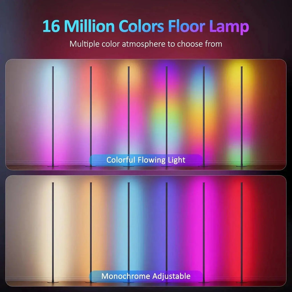 LuminaEdge™ RGB Corner Floor Lamp – 155cm Smart Ambient LED Light Luminescense