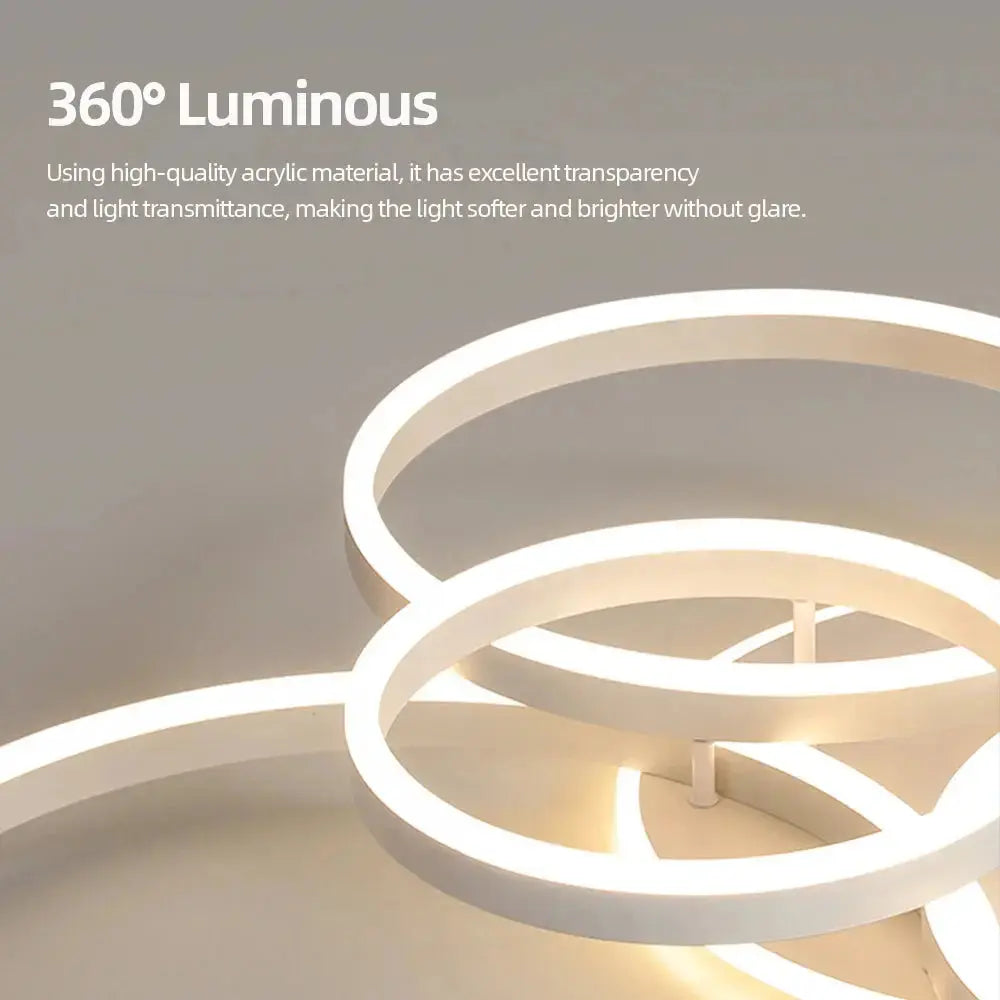 LumiFlow™ Modern Multi-Ring LED Chandelier – Dimmable Ceiling Light Luminescense