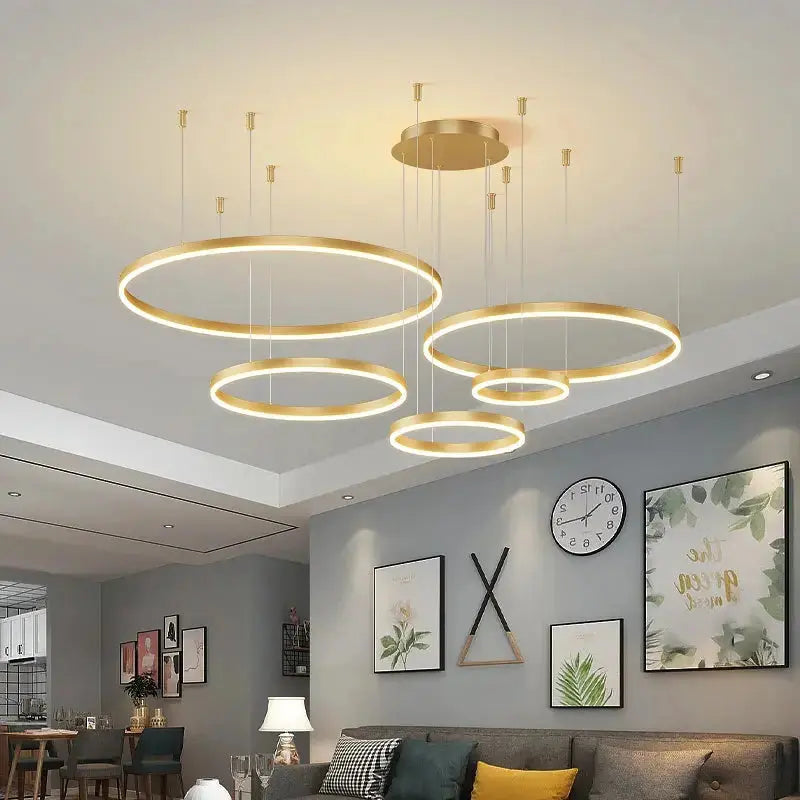 LumaHalo™ Modern LED Ring Pendant Light – Dimmable Luxury Minimalist Chandelier Luminescense