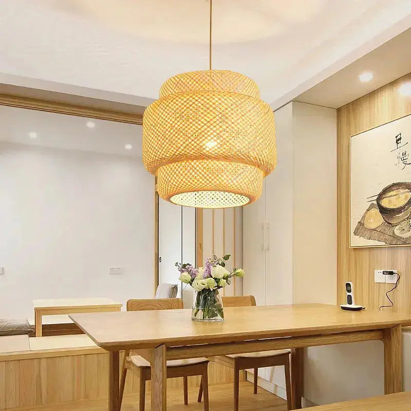 Bambura™ Handwoven Bamboo Pendant Light – Natural Woven Ceiling Pendant Light Luminescense