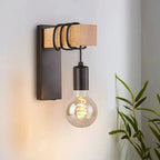 ForgeWood™ Industrial Wood & Metal Wall Sconce – Interchangeable E27 Wall Light Luminescense