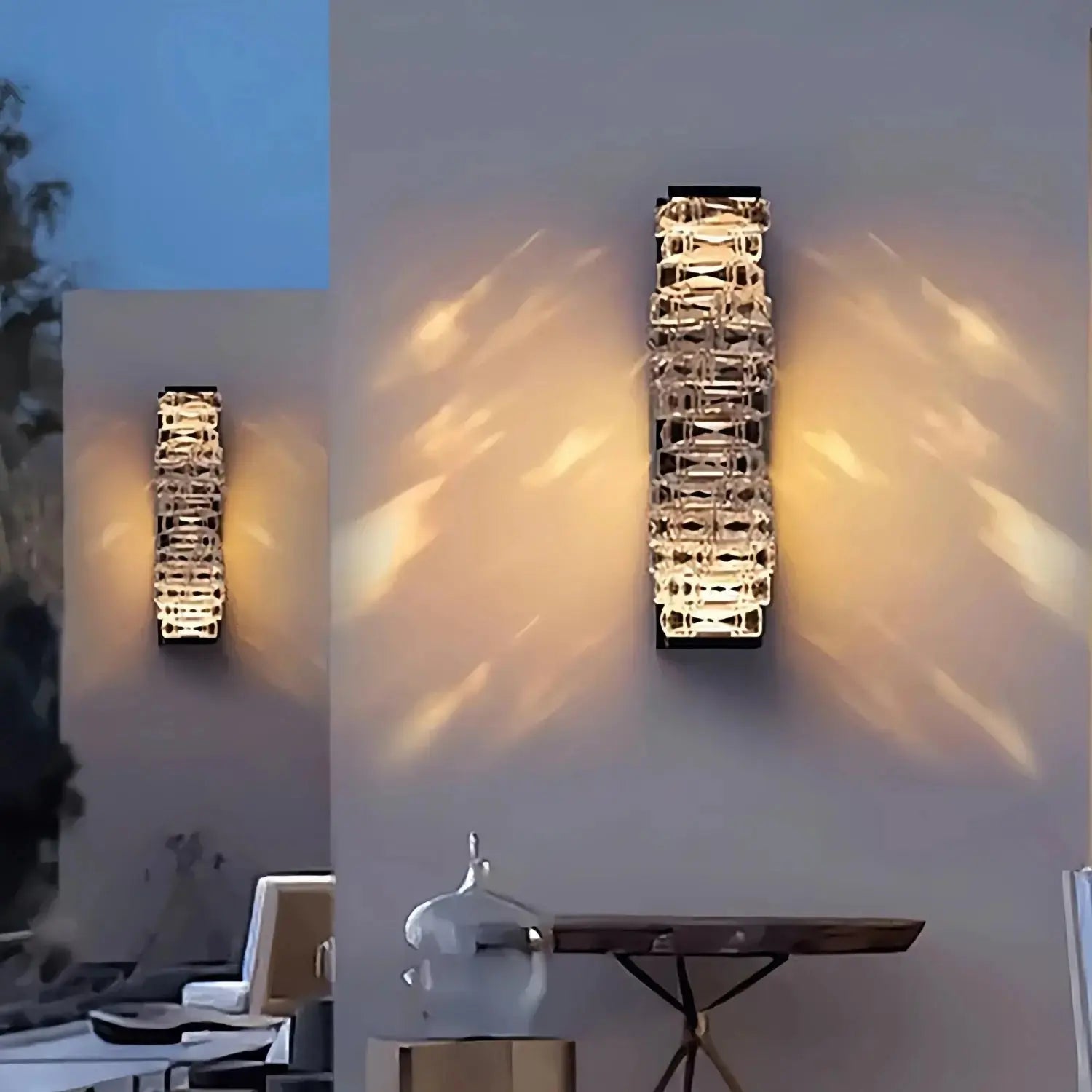 AureliaGlow™ IP65 Outdoor Crystal Wall Sconce – Luxury Waterproof LED Accent Light Luminescense