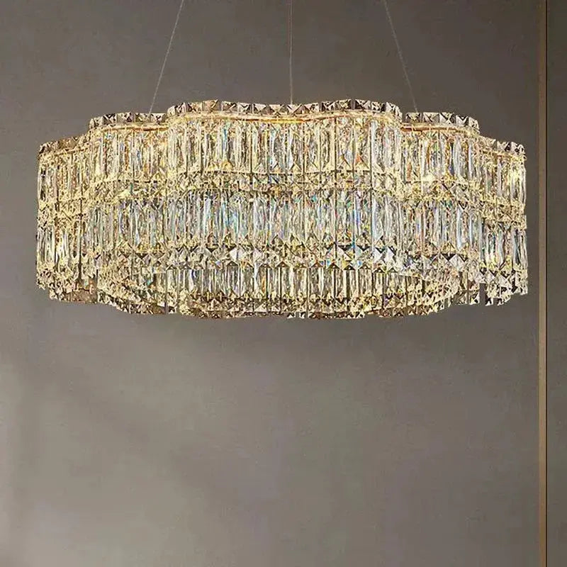 Crystella Modern Luxury LED Crystal Flush-Mount Chandelier Luminescense