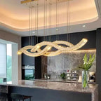 Helixora™ Crystal Linear Pendant Light – Dimmable LED Wave Chandelier for Dining & Island Spaces Luminescense