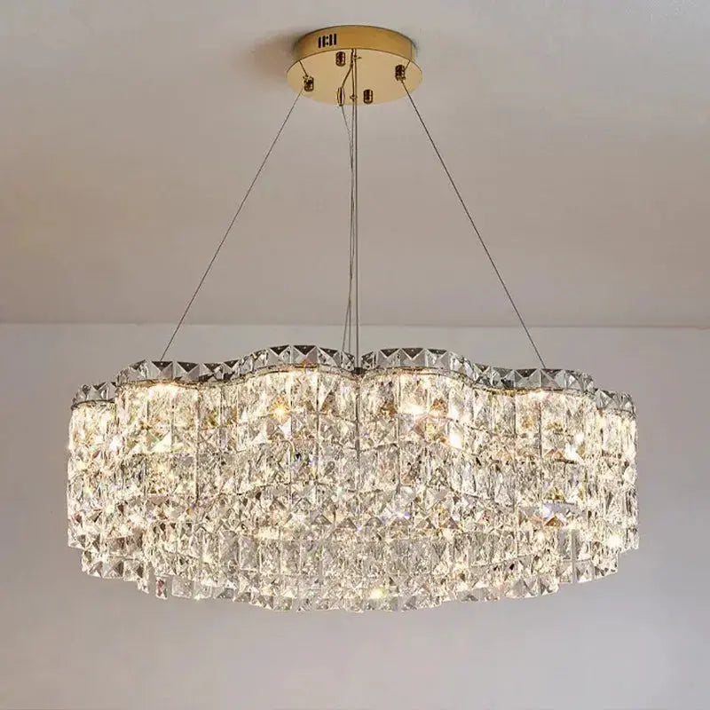 Crystella Modern Luxury LED Crystal Flush-Mount Chandelier Luminescense