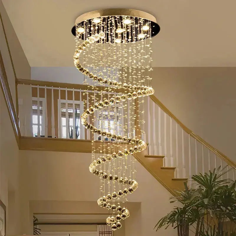 AuroraSpiral™ Luxury Crystal Staircase Pendant Light Luminescense