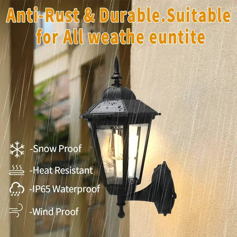 VintageLux™ Solar Outdoor Wall Lantern – Waterproof European-Style Solar Exterior Wall Light Luminescense