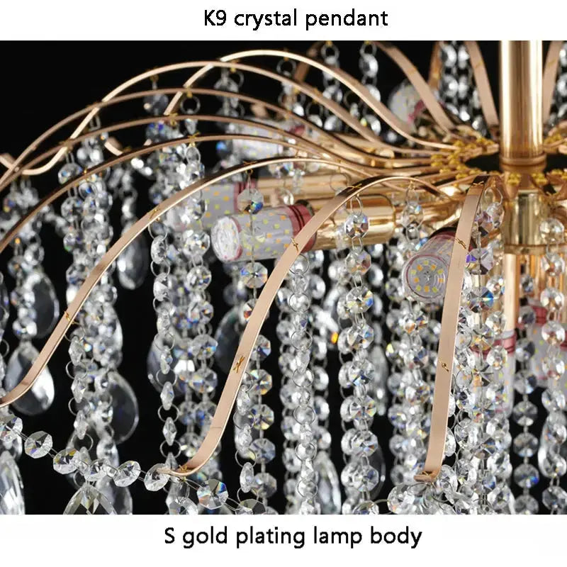 LumaBloom™ Crystal Flush Mount Chandelier – Luxury Semi-Flush Ceiling Light (Gold) Luminescense