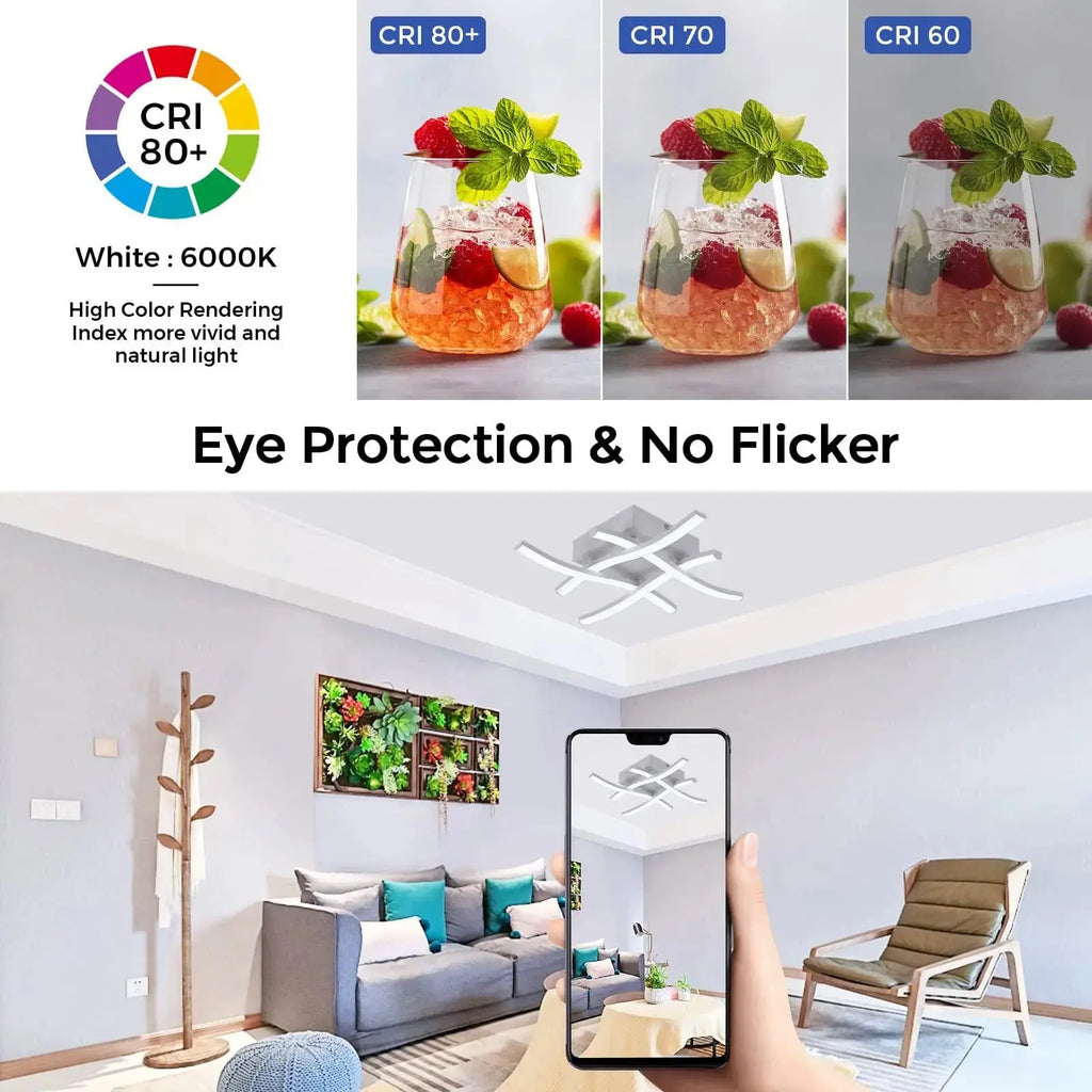 HashTag™ Modern LED Ceiling Light – Sculptural Wave Flush Mount Luminescense