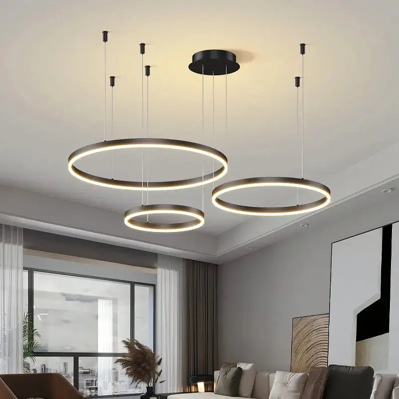LumaHalo™ Modern LED Ring Pendant Light – Dimmable Luxury Minimalist Chandelier Luminescense