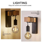 ForgeWood™ Industrial Wood & Metal Wall Sconce – Interchangeable E27 Wall Light Luminescense