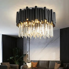 Noctyra™ Black Crystal Ceiling Chandelier – Modern Luxury Flush Mount Light Luminescense