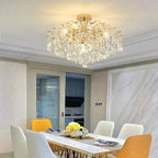 LumaBloom™ Crystal Flush Mount Chandelier – Luxury Semi-Flush Ceiling Light (Gold) Luminescense