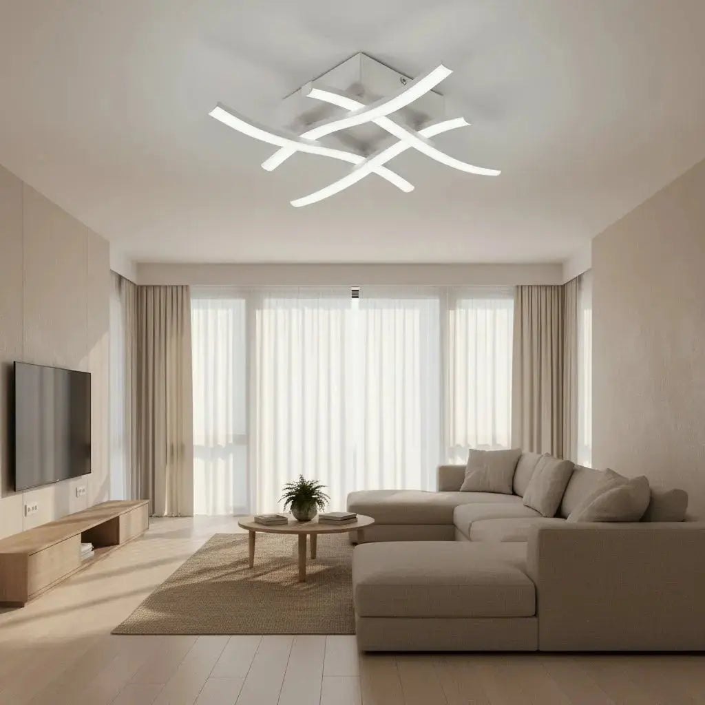 HashTag™ Modern LED Ceiling Light – Sculptural Wave Flush Mount Luminescense