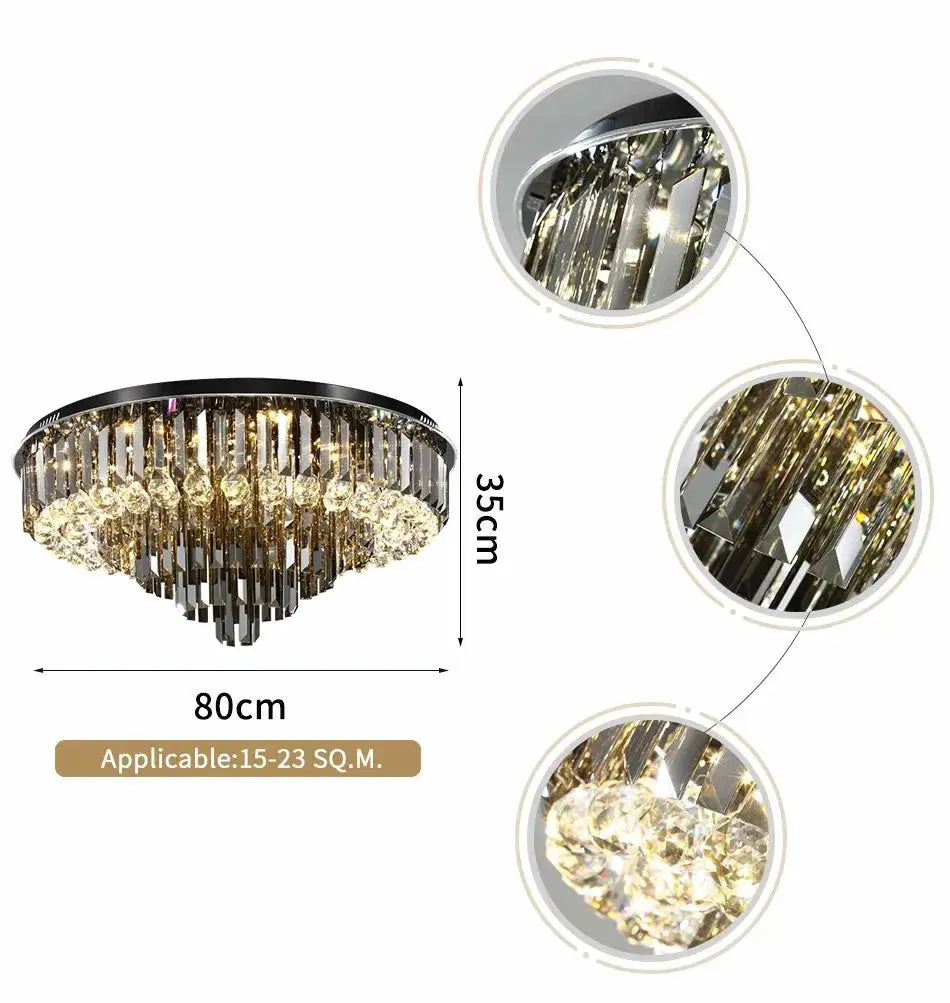 VoidCrysta™ Round Modern Crystal Chandelier - Modern Luxury LED Pendant - VOID Lighting™ Luminescense
