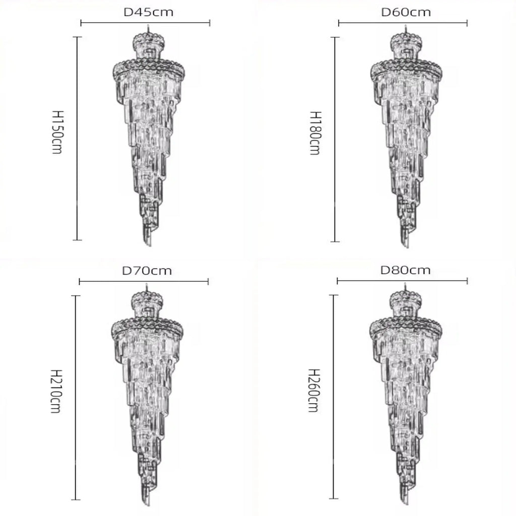 Grand Spiral Crystal Chandelier - Luxury Gold Chandelier for Staircase - VoidAstra™ Luminescense